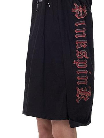 PINKSPINK Black Hooded Asymmetrical Embroidered Women's Cotton Casual Midi Dresses