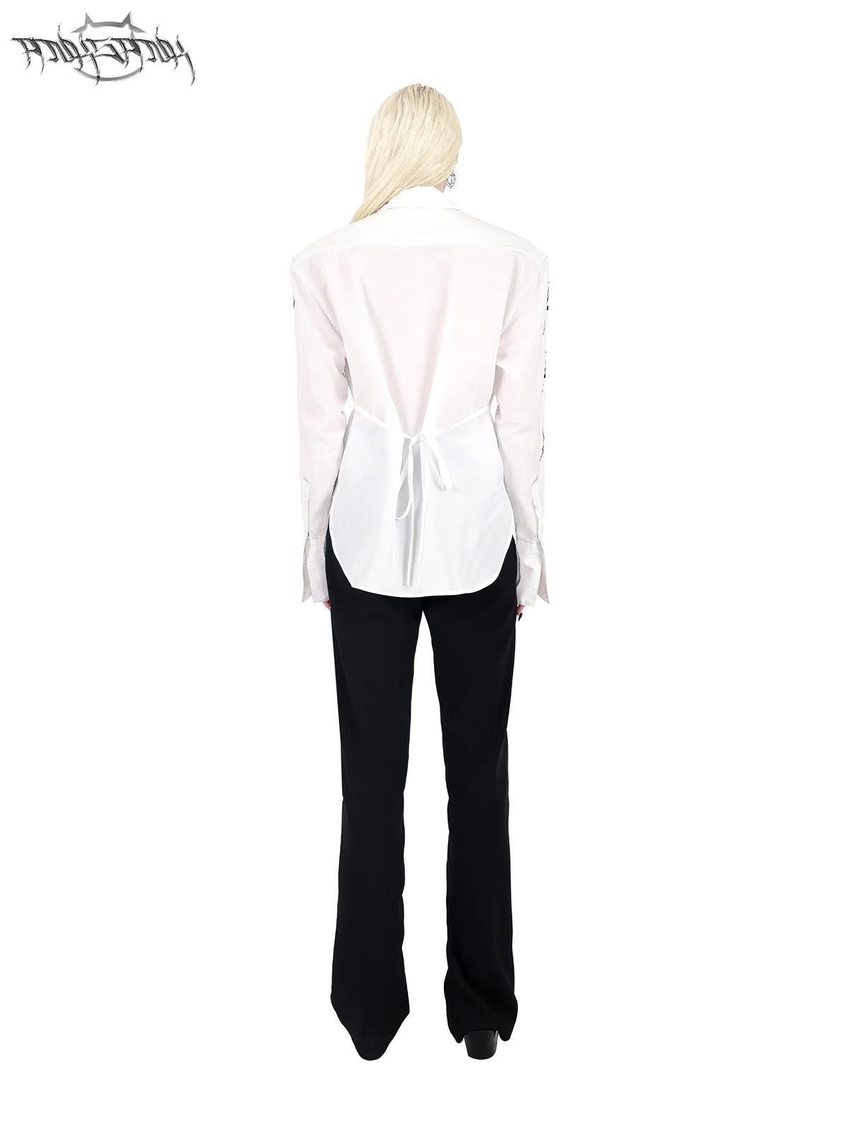 PINKSPINK Black Lace Up Strappy Avant Garde Women's Straight-leg Pants
