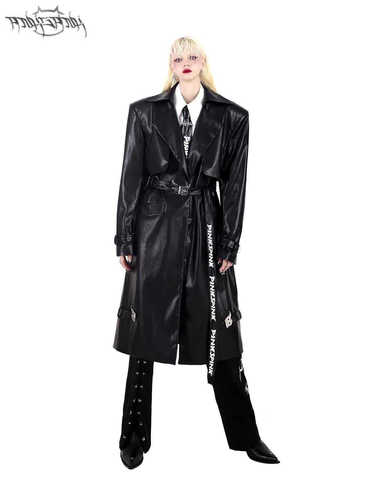 PINKSPINK Black Lace Up Strappy Avant Garde Women's Straight-leg Pants