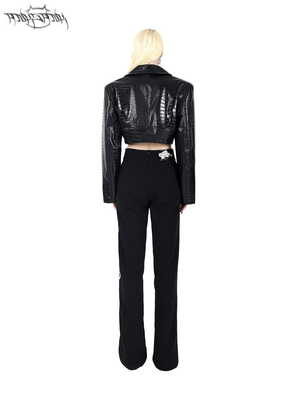 PINKSPINK Black Lace Up Strappy Avant Garde Women's Straight-leg Pants