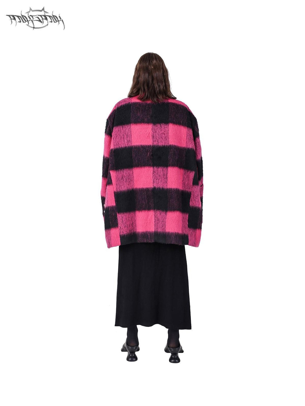 PINKSPINK Black Pink Check Leather Embroidered Shoulder Pad Women's Casual Jackets