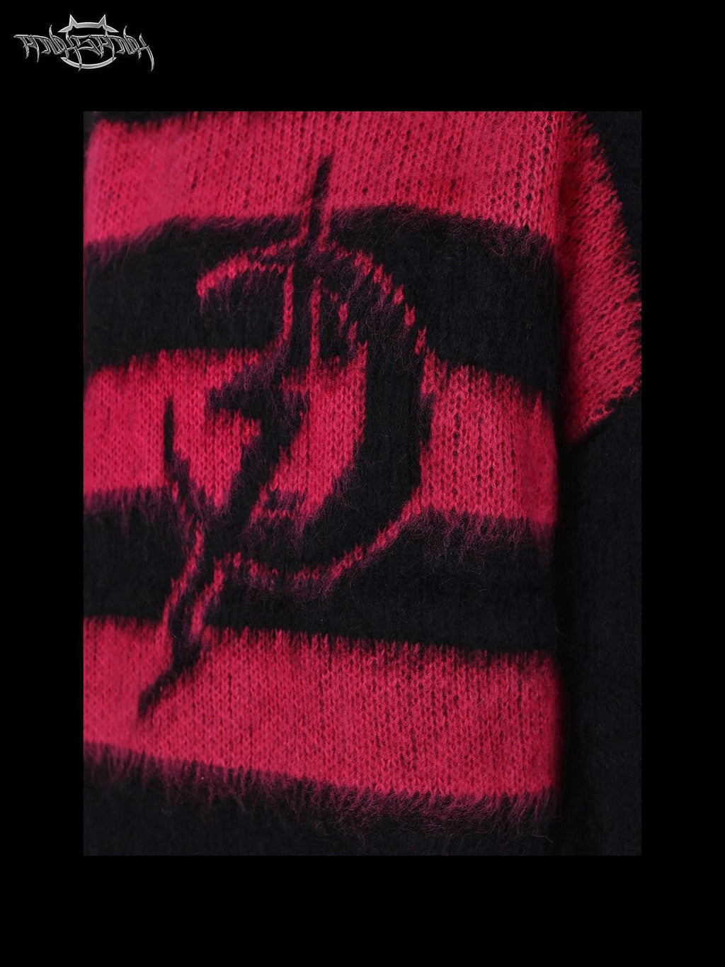 PINKSPINK Black Pink Clash Striped Punk Rock Loose Women's Acrylic Blend Pullover Sweaters