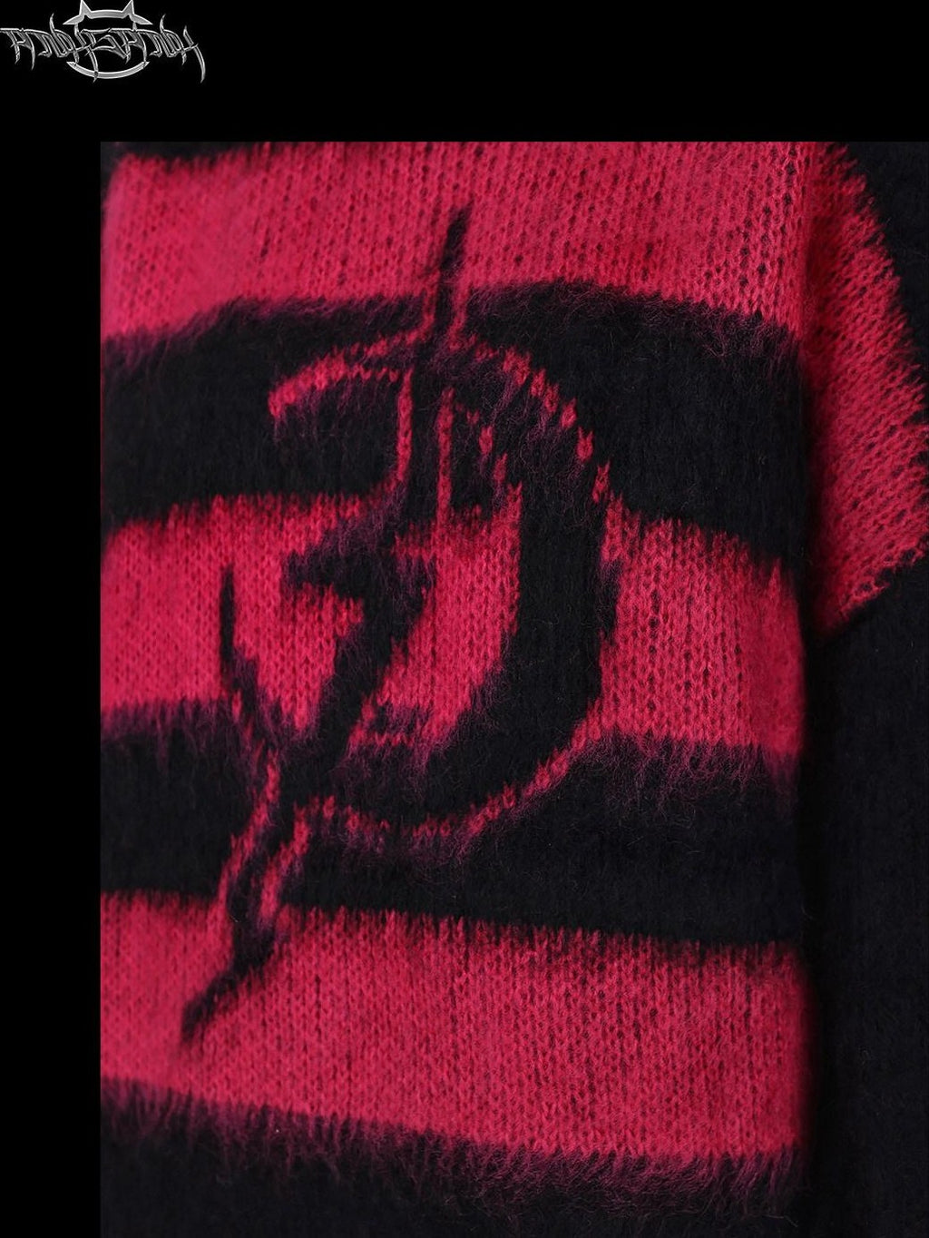 PINKSPINK Black Pink Contrast Stripe Punk Rock Women's Acrylic Blend Pullover Sweaters
