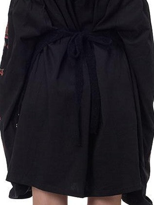 PINKSPINK Black Pink Striped Applique Distressed High Neck Women's Acrylic Sweaters