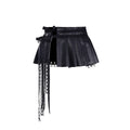 PINKSPINK_Black_Pleated_Pu_Eyelet_Ring_Lace_Tie_Women's_Polyester_Mini_Skirts_770456184560_MISSTT