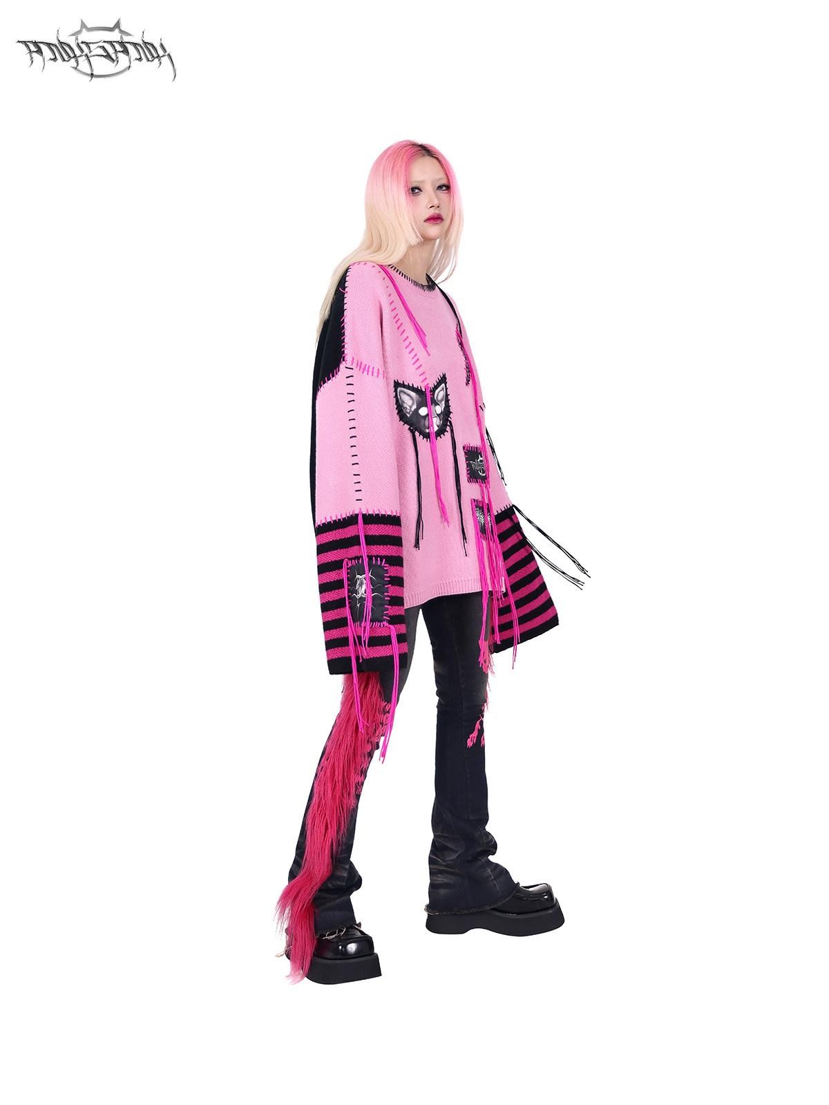 PINKSPINK Black Reconstructed Frayed Hem Low Waist Women's Denim High Stretch Flare Jeans