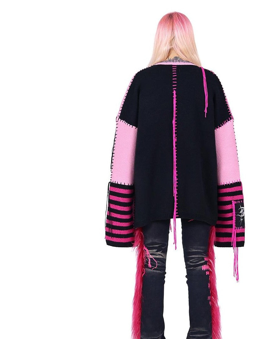 PINKSPINK Black Reconstructed Frayed Hem Slim Fit High Stretch Women's Denim Flare Jeans