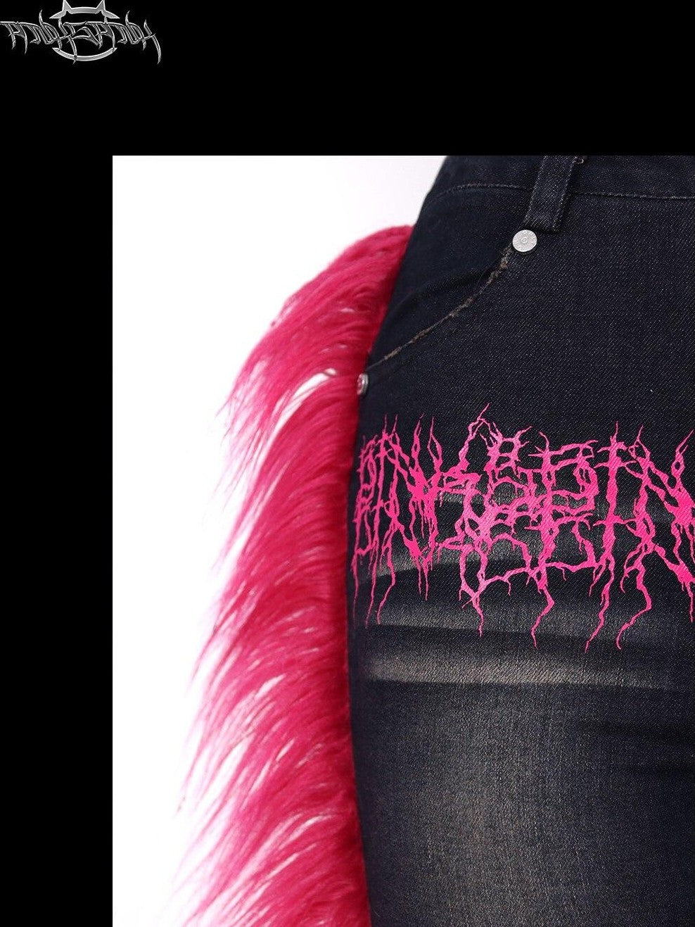PINKSPINK Black Reconstructed Frayed Hem Slim Fit High Stretch Women's Denim Flare Jeans