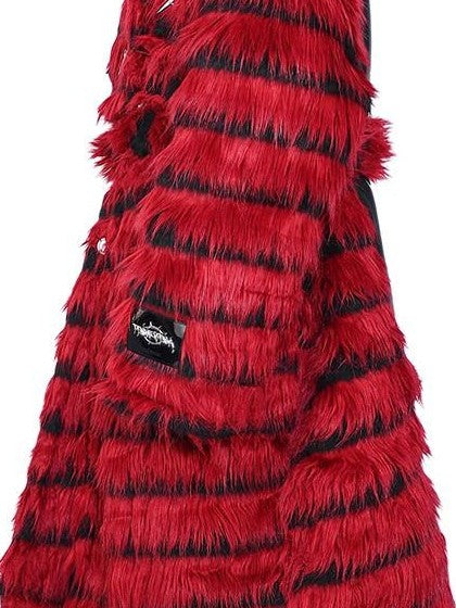 PINKSPINK Black Red Studded Fur Punk Women's Leather Multilayer Neckties