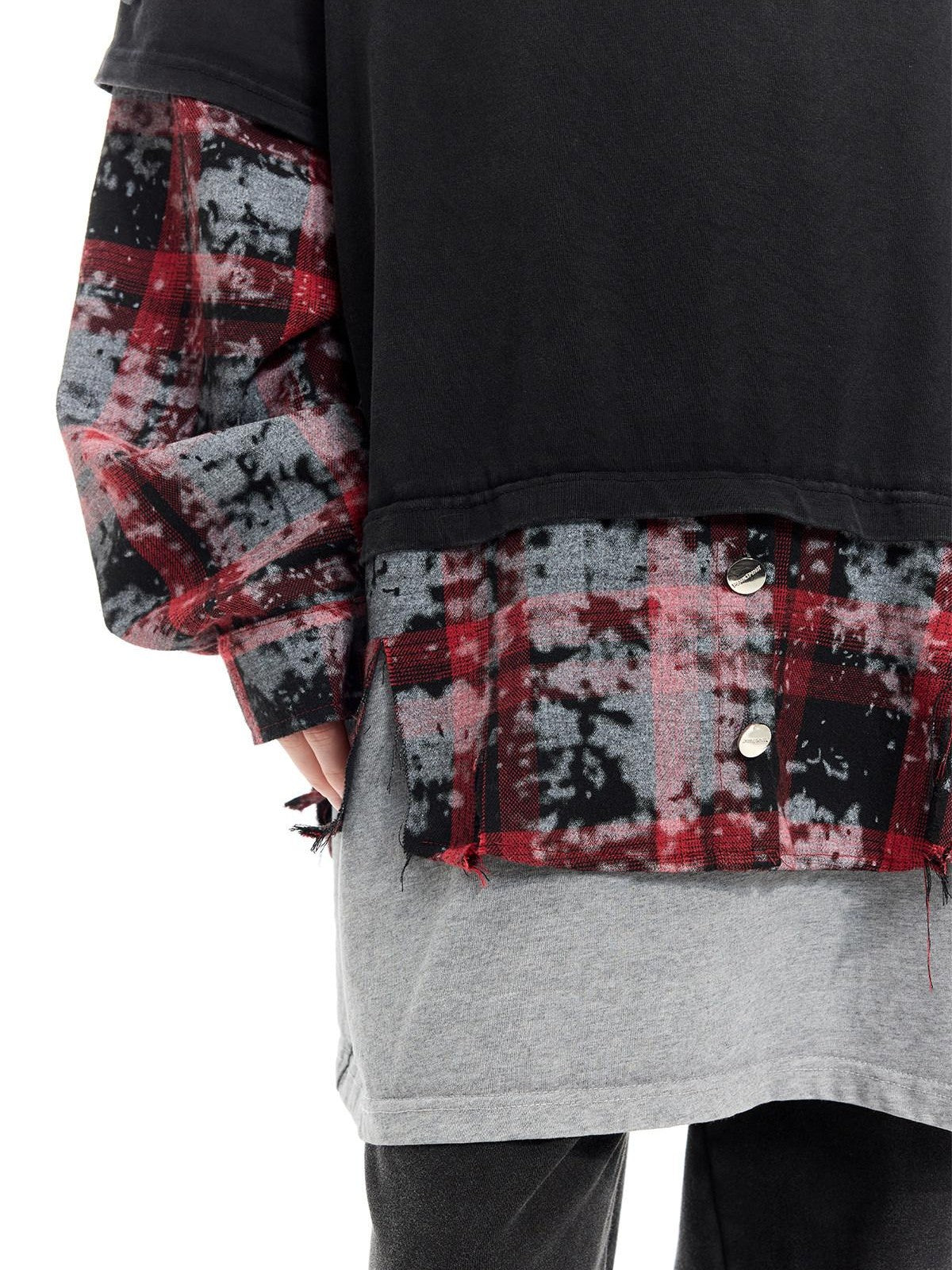 PINKSPINK Black Remake Layered 3 Piece Hooded Letter Women's Long Sleeve T-shirts