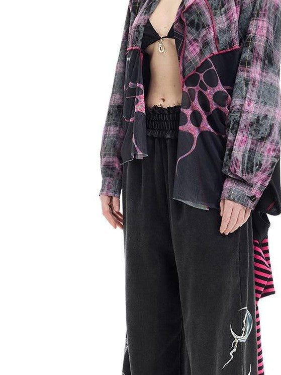 PINKSPINK Black Reworked Stripe T Mesh Irregular Women's Cotton Casual Midi Dresses