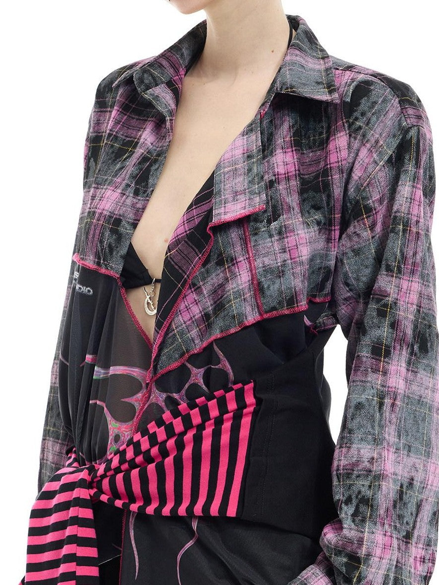 PINKSPINK Black Reworked Stripe T Mesh Irregular Women's Cotton Casual Midi Dresses