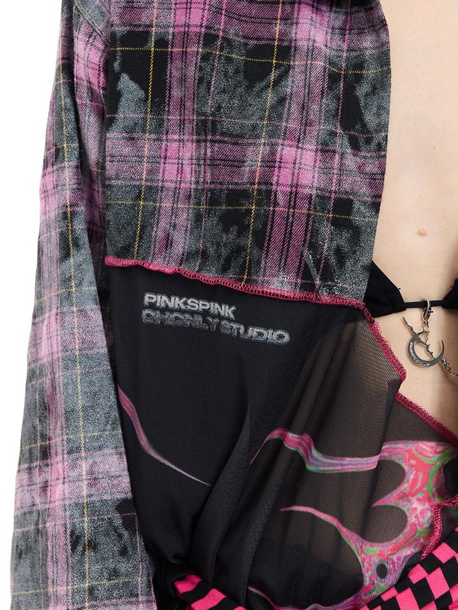 PINKSPINK Black Reworked Stripe T Mesh Irregular Women's Cotton Casual Midi Dresses