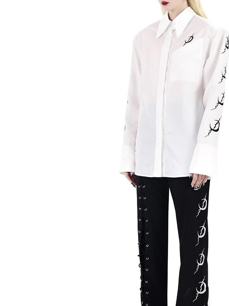 PINKSPINK Black Sexy Lace Up Avant Garde Natural Waist Casual Women's Straight-leg Pants