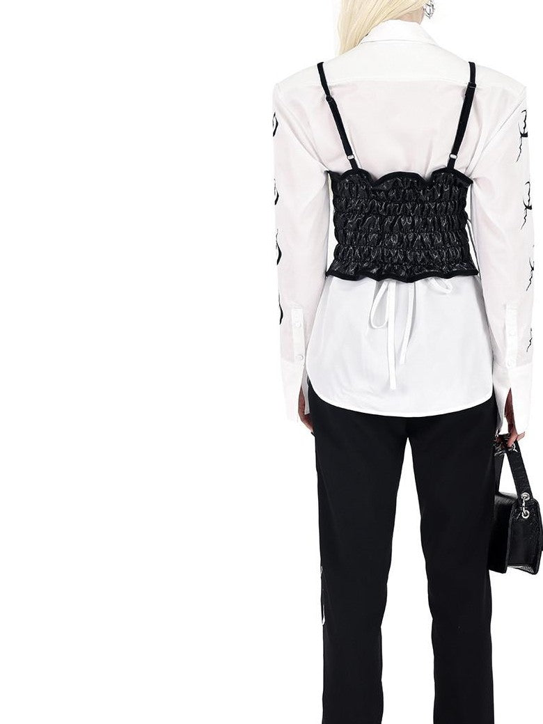PINKSPINK Black Sexy Lace Up Avant Garde Natural Waist Casual Women's Straight-leg Pants