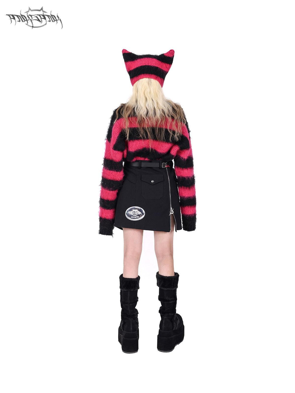 PINKSPINK Black Solid Asymmetrical Buckle Apron A Line Mid Waist Women's Mini Skirts