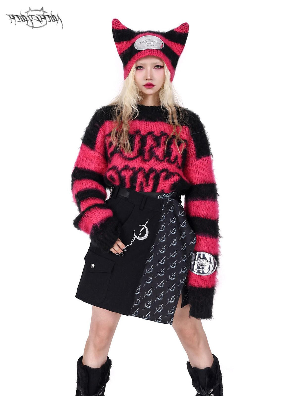 PINKSPINK Black Solid Asymmetrical Buckle Apron A Line Mid Waist Women's Mini Skirts