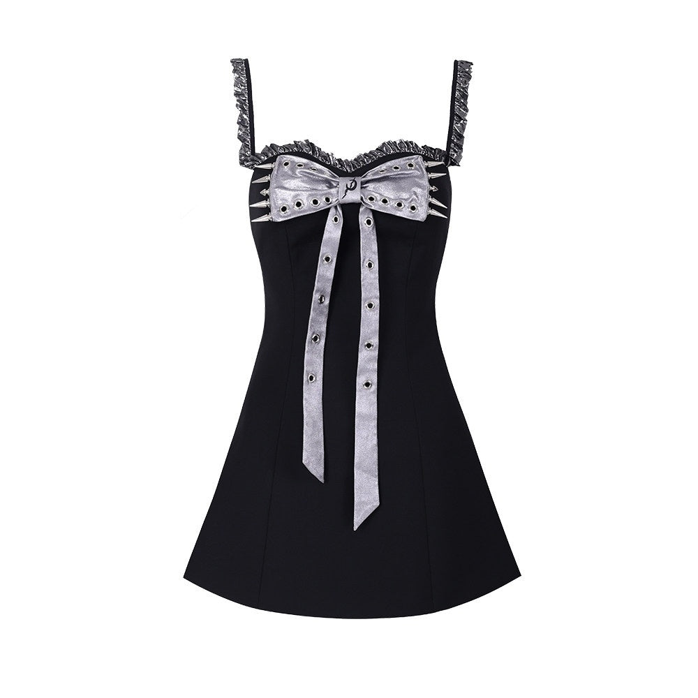 PINKSPINK_Black_Studded_Bow_A_Line_Hot_Girl_Edgy_Women's_Slip_Mini_Dresses_722970104904_MISSTT