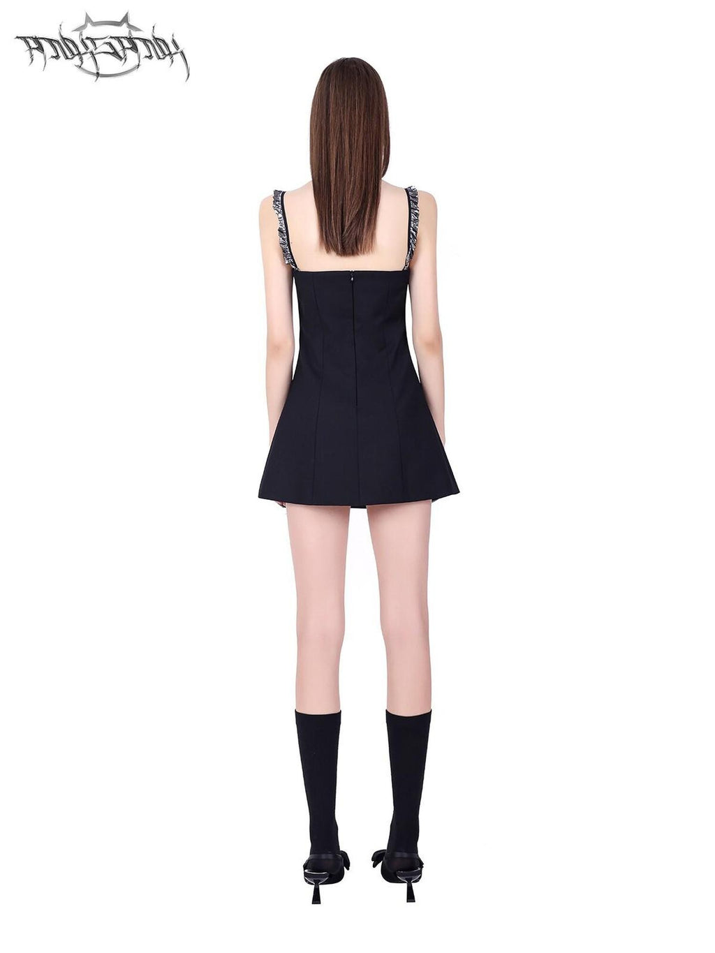 PINKSPINK Black Studded Bow A Line Hot Girl Edgy Women's Slip Mini Dresses