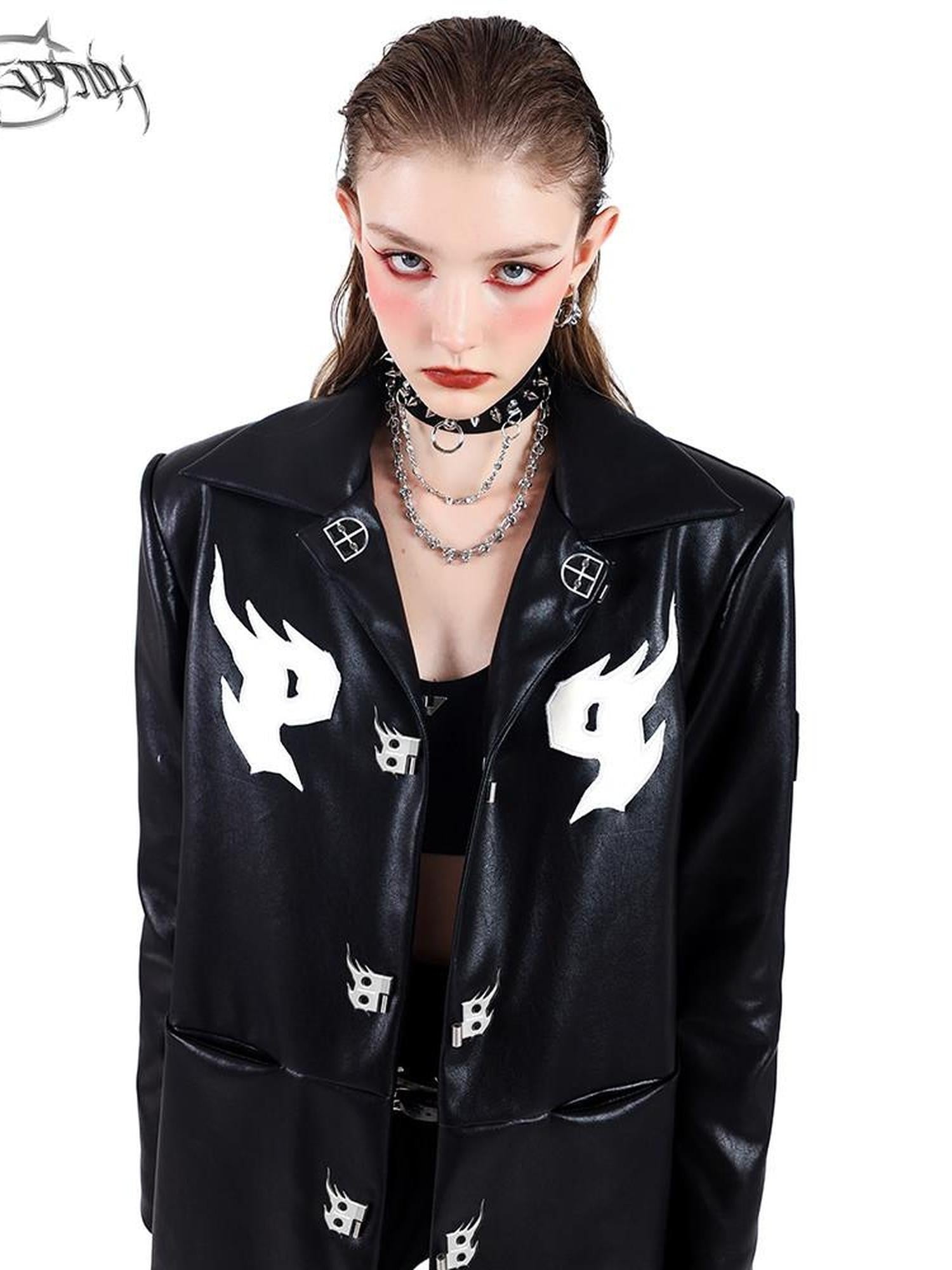 PINKSPINK Black Studded Rhinestone Rock Choker Multi Layer Women's Leather Necklaces
