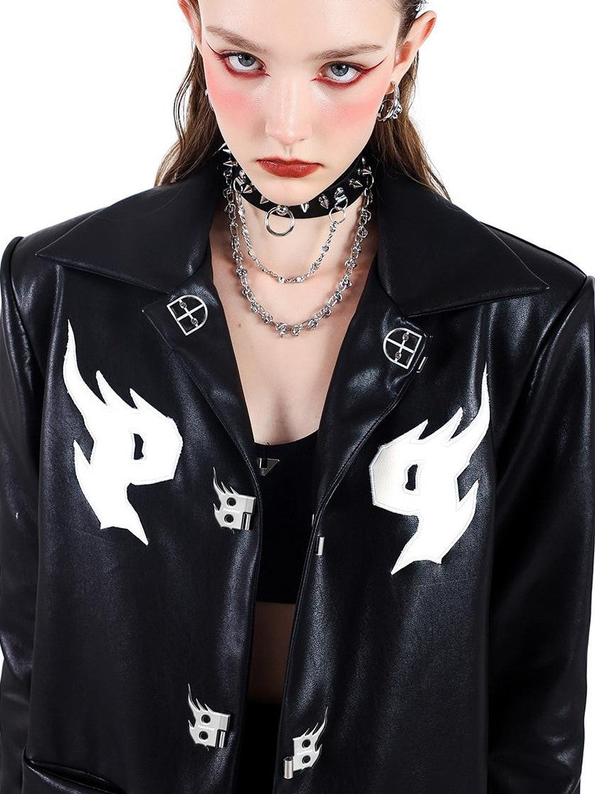 PINKSPINK Black Studded Rhinestone Rock Choker Multi Layer Women's Leather Necklaces
