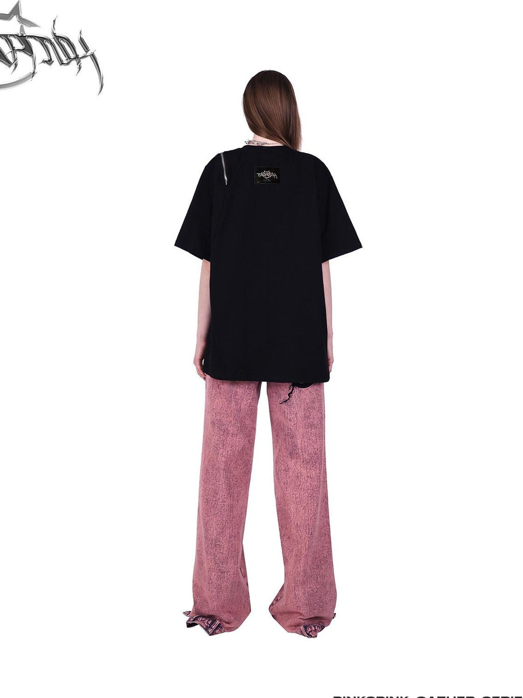 PINKSPINK Black Thorn Heart Zip Punk Women's Cotton Off-shoulder T-shirts