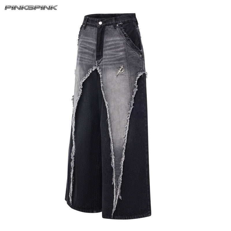PINKSPINK_Black_Washed_Distressed_Punk_Low_Rise_Women's_Denim_Wide-leg_Jeans_1000237797529_MISSTT