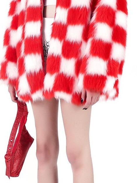 PINKSPINK Black White Check Hooded Oversized Women's Cotton Filled Puffer Jackets