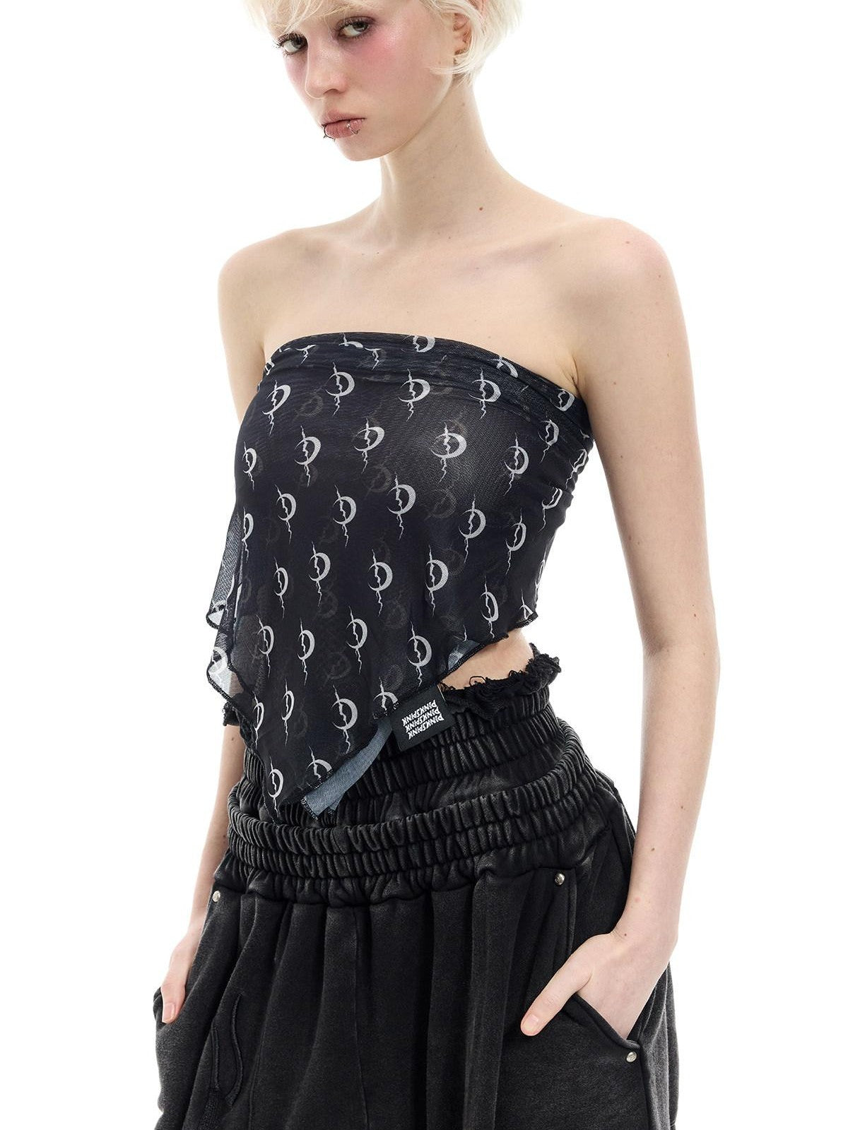 PINKSPINK Black White Geometric Mesh Square Women's Polyester Headdresses