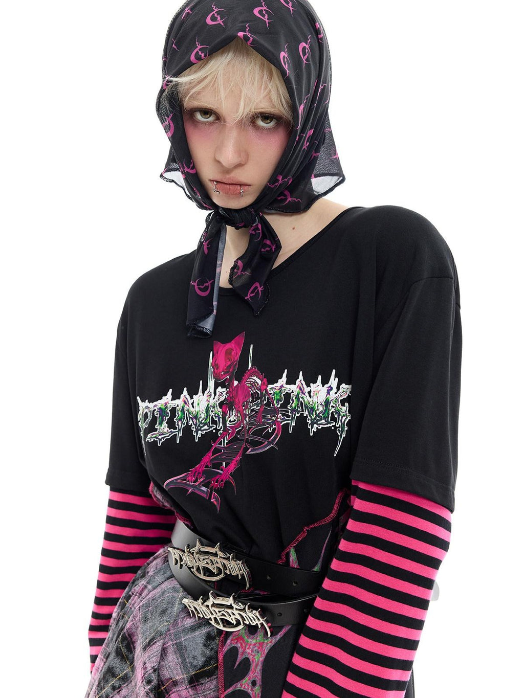 PINKSPINK Black White Geometric Mesh Square Women's Polyester Headdresses