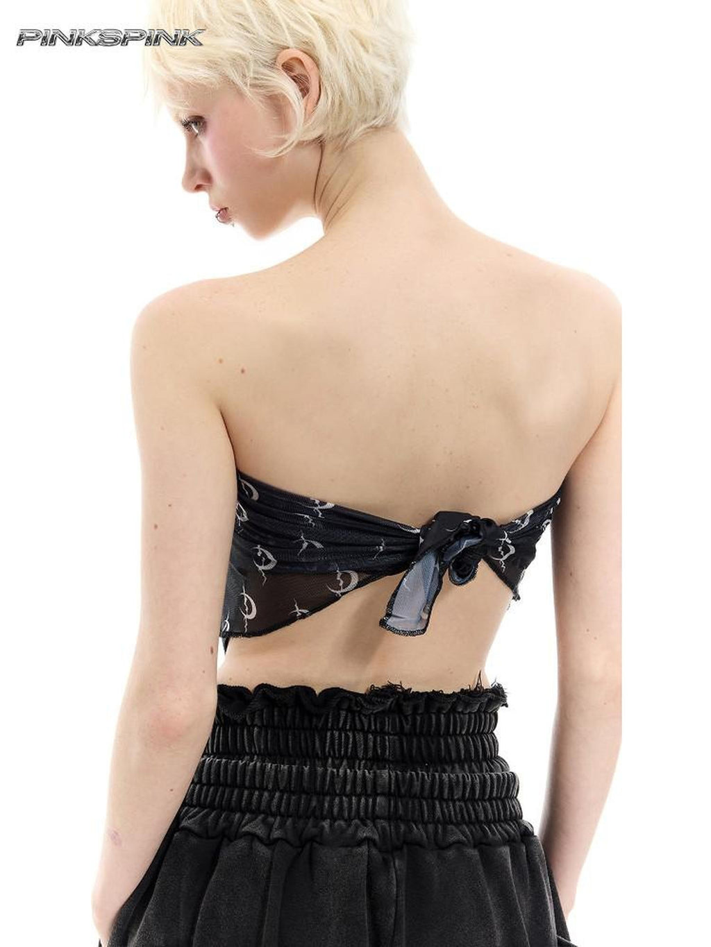 PINKSPINK Black White Geometric Mesh Tulle Hip Hop Rock Women's Polyester Headdresses