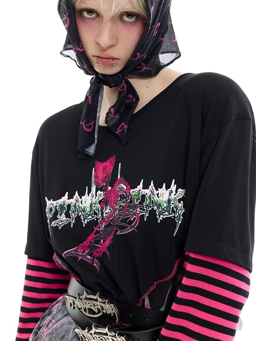 PINKSPINK Black White Geometric Mesh Tulle Hip Hop Rock Women's Polyester Headdresses