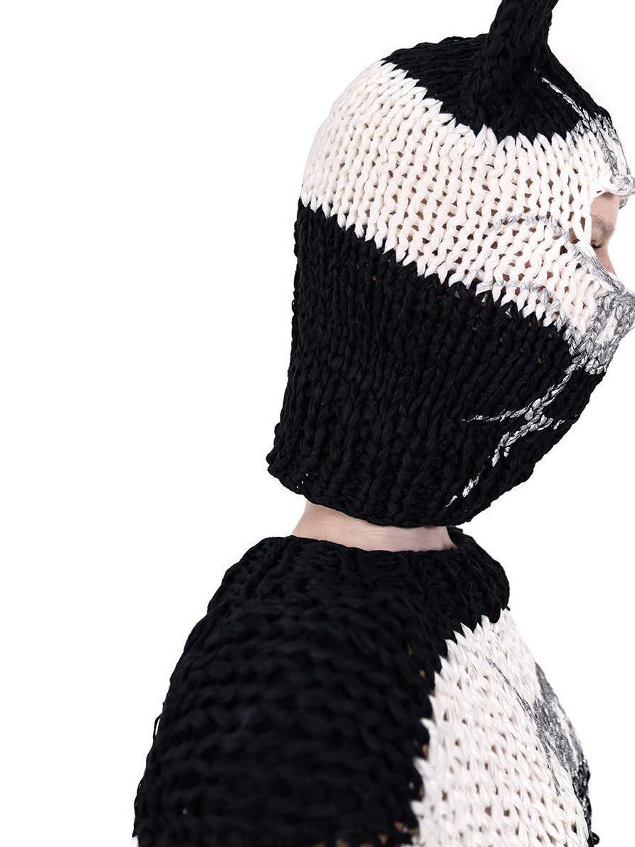PINKSPINK Black White Striped Detachable Shoulder Pads Women's Acrylic Pullover Sweaters