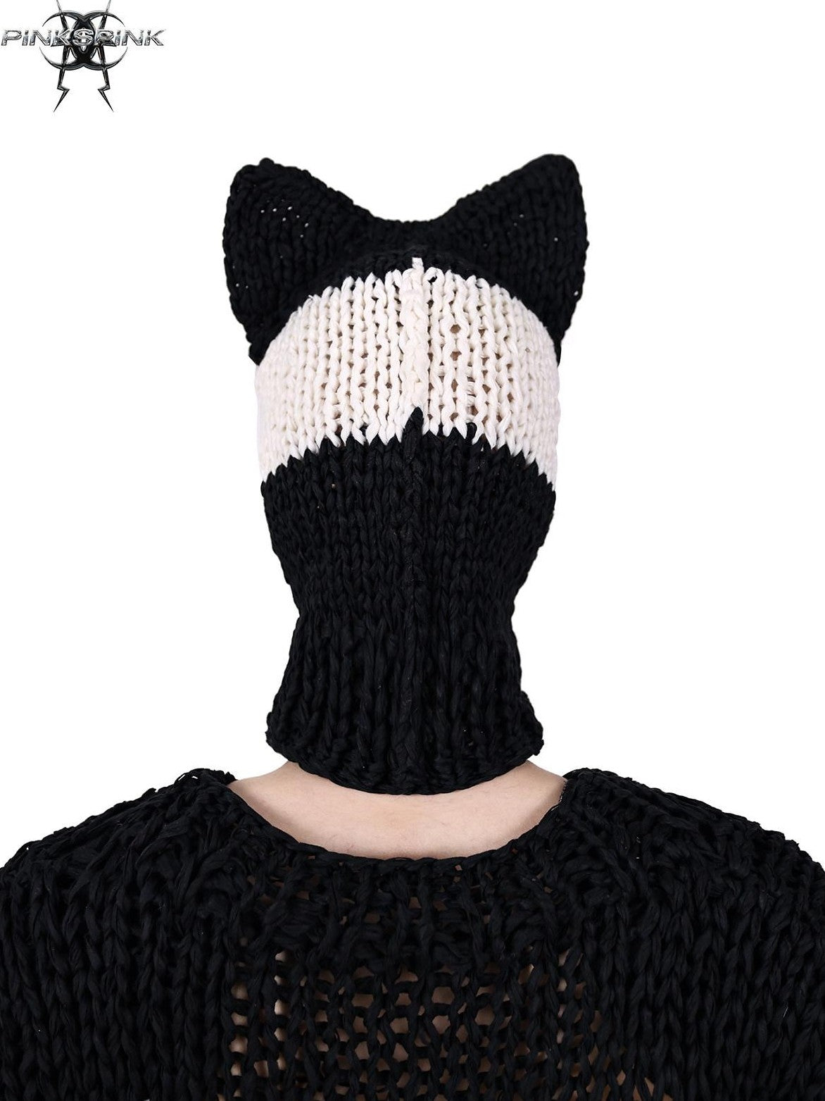 PINKSPINK Black White Striped Detachable Shoulder Pads Women's Acrylic Pullover Sweaters