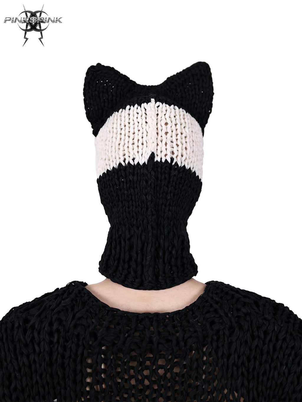 PINKSPINK Black White Striped Removable Shoulder Pads Women's Acrylic Pullover Sweaters