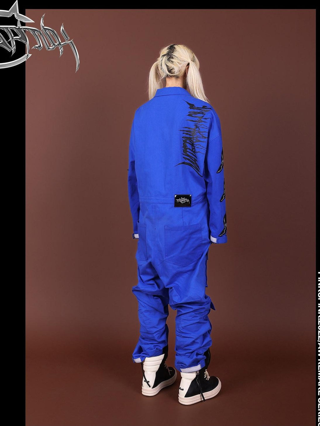 PINKSPINK Blue Patchwork Applique Embroidered Multi Pocket Women's Cotton Cargo Pants