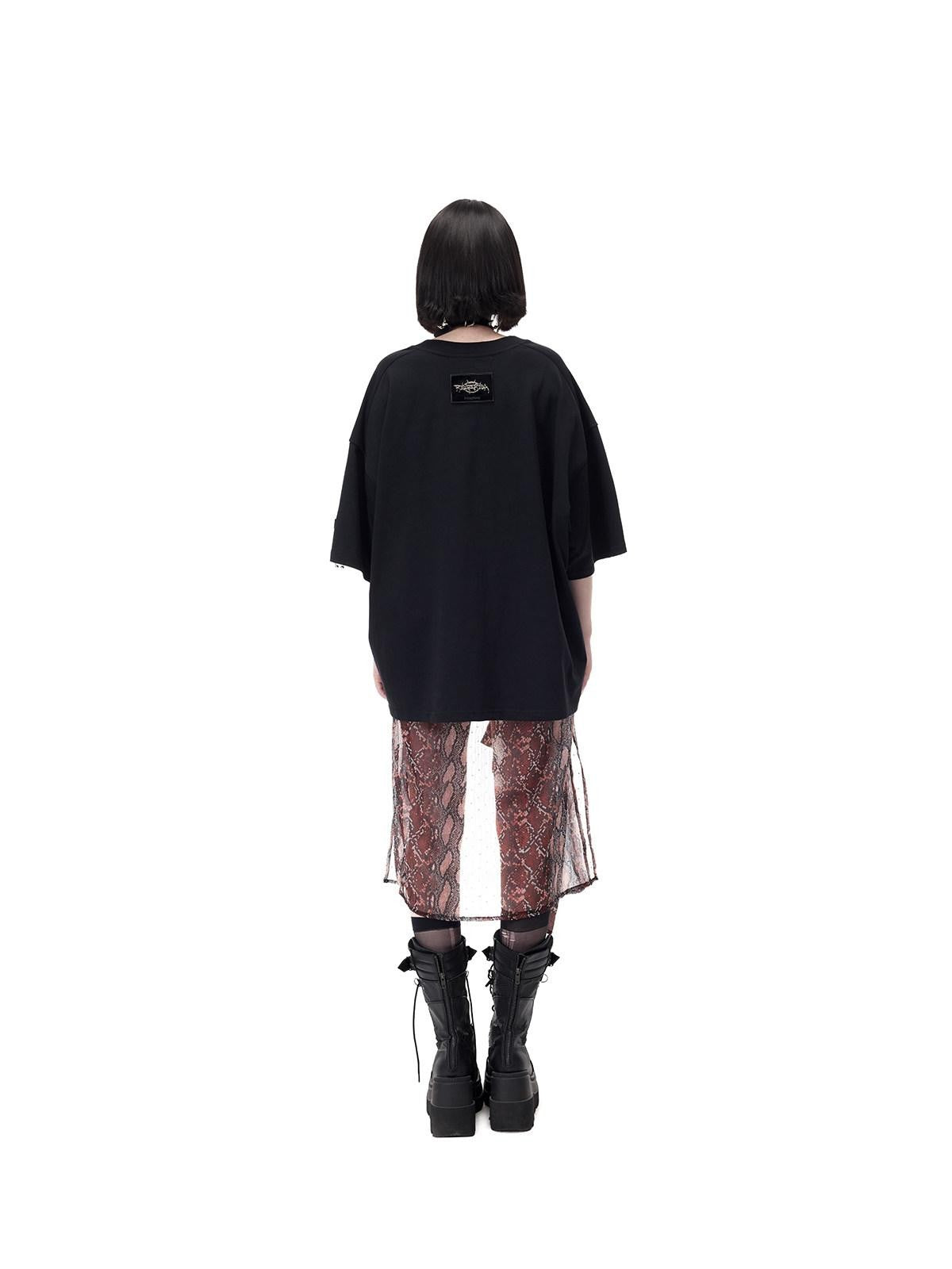 PINKSPINK Botanical Poster Punk Rock Print Women's Cotton Oversized T-shirts