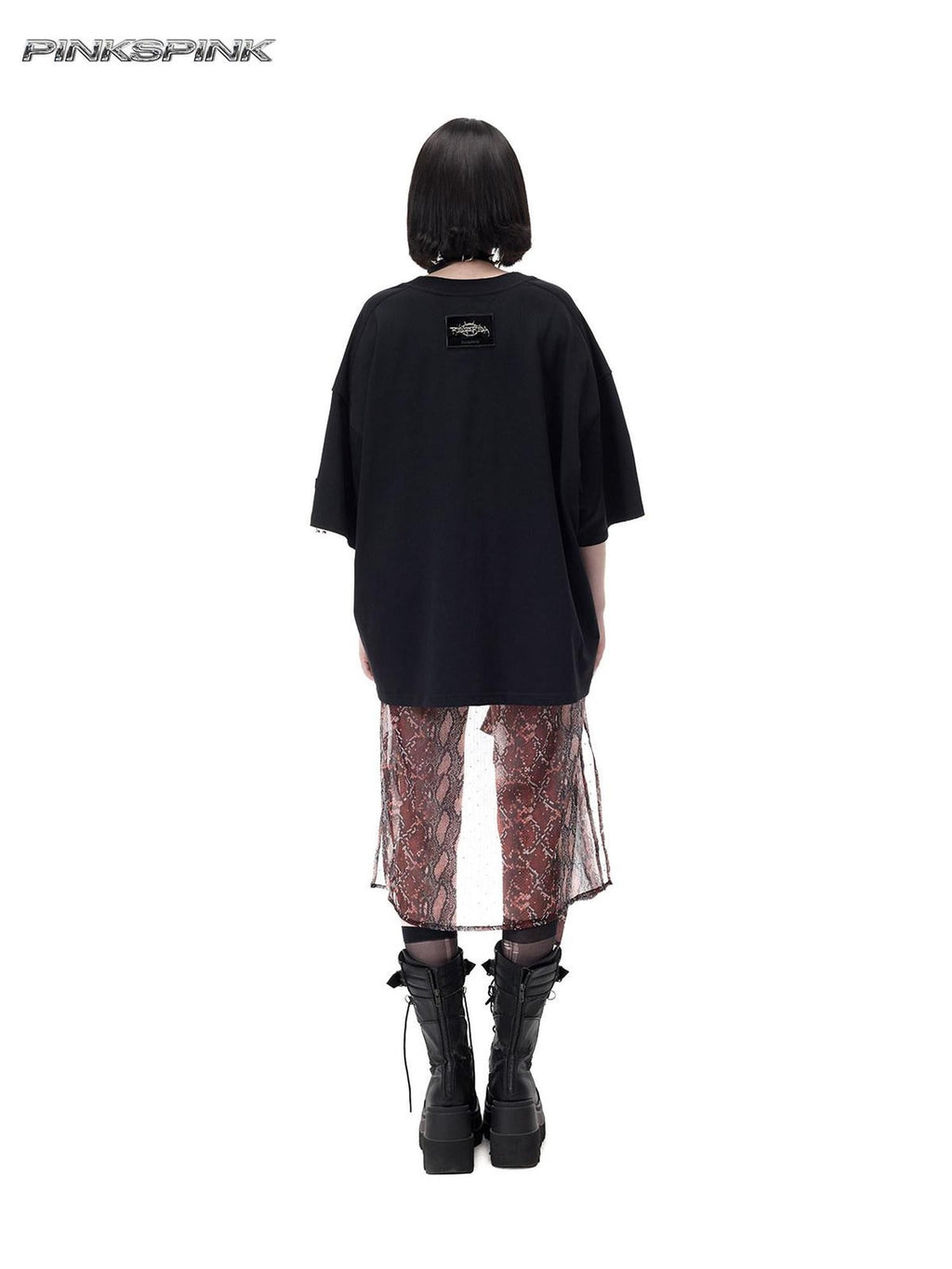 PINKSPINK Botanical Poster Punk Rock Print Women's Cotton Oversized T-shirts