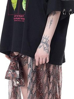PINKSPINK Botanical Punk Poster Print Cartoon Graphic Women's Cotton Oversized T-shirts