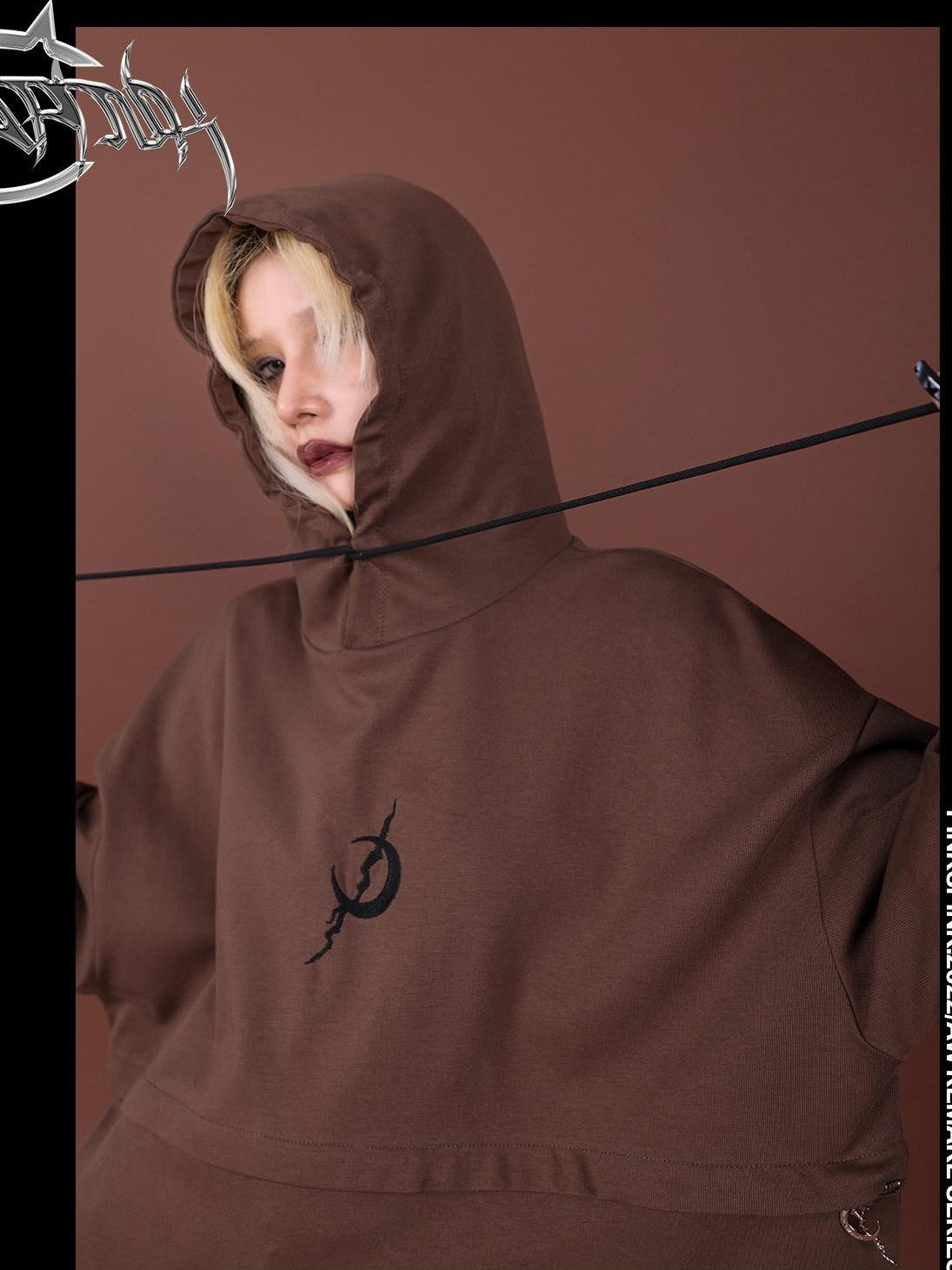 PINKSPINK Brown Embroidered Hooded Zip Convertible Women's Cotton Matching Skirt Sets