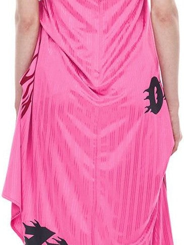 PINKSPINK Bubblegum Pink Sculpted Cut Letter Print Women's Cotton Slip Midi Dresses