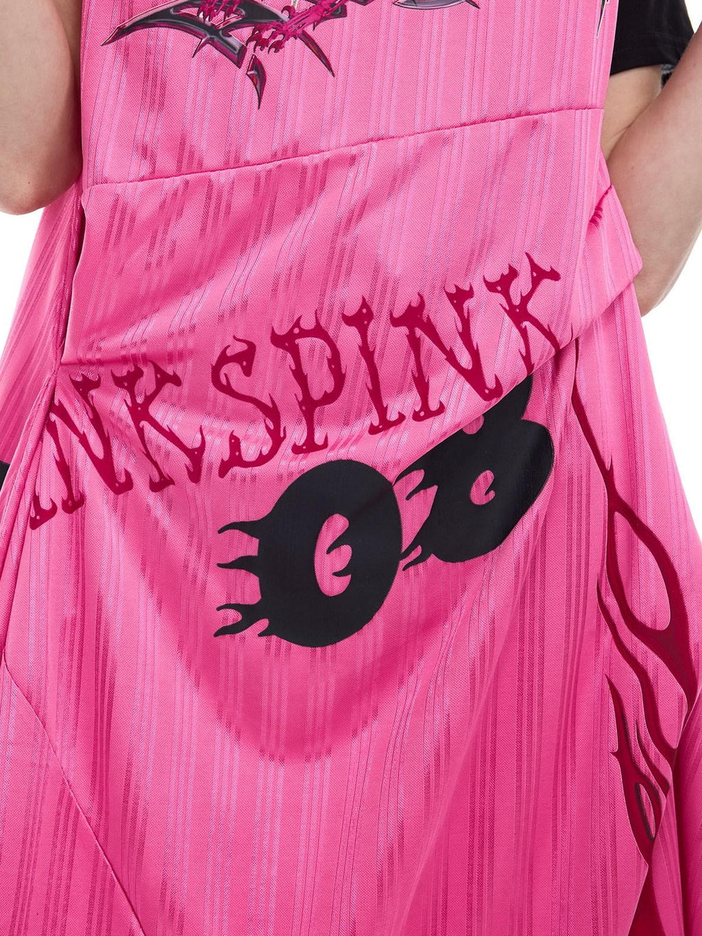 PINKSPINK Bubblegum Pink Sculpted Cut Letter Print Women's Cotton Slip Midi Dresses