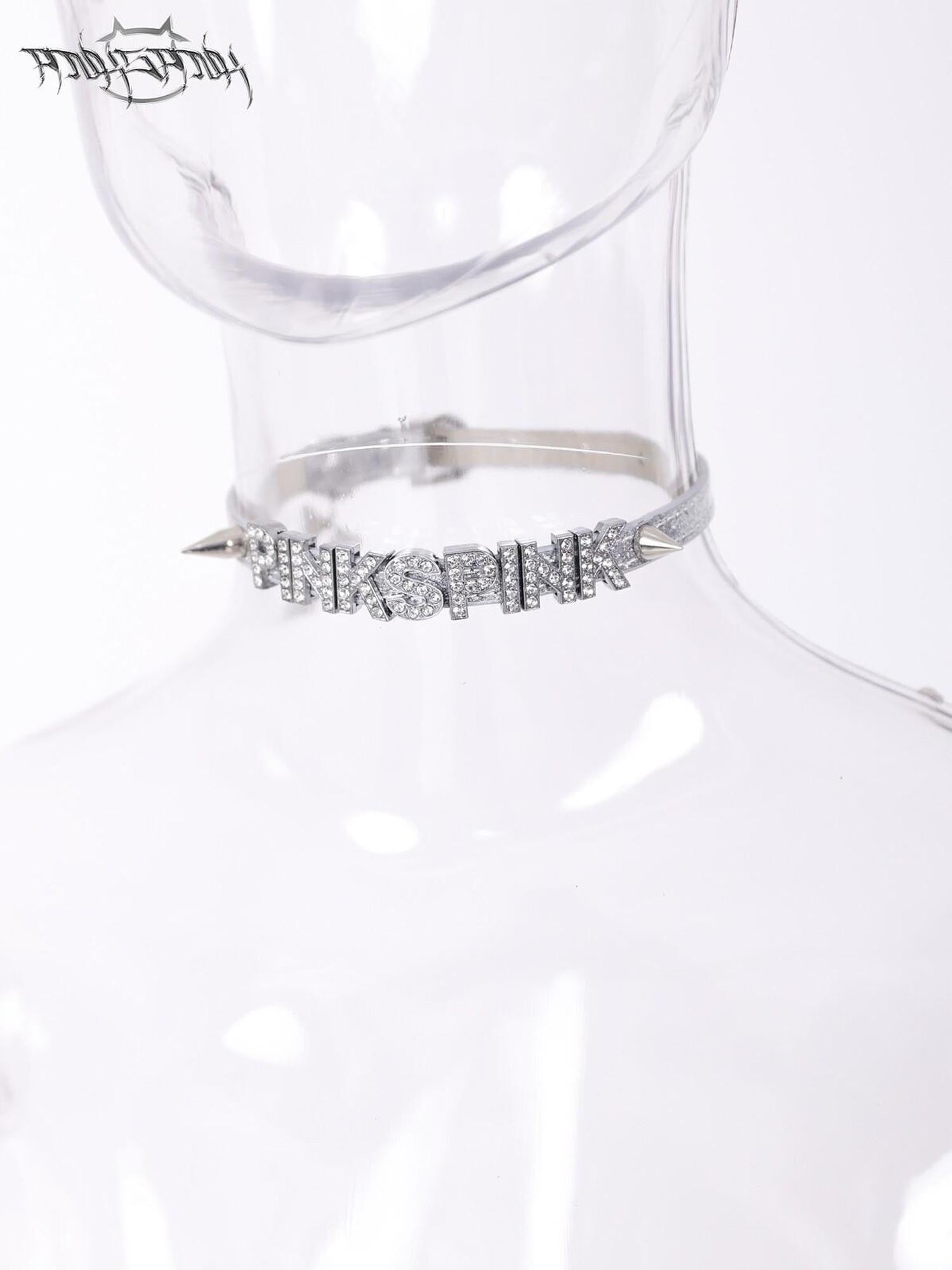 PINKSPINK Butterfly Effect Studded Rhinestone Women's Black Silver Pink Chokers