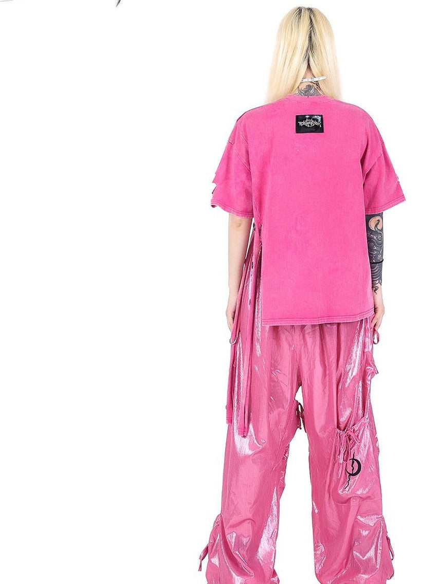 PINKSPINK Butterfly Embroidered Bow Pocket Straight Women's Cotton Cargo Pants