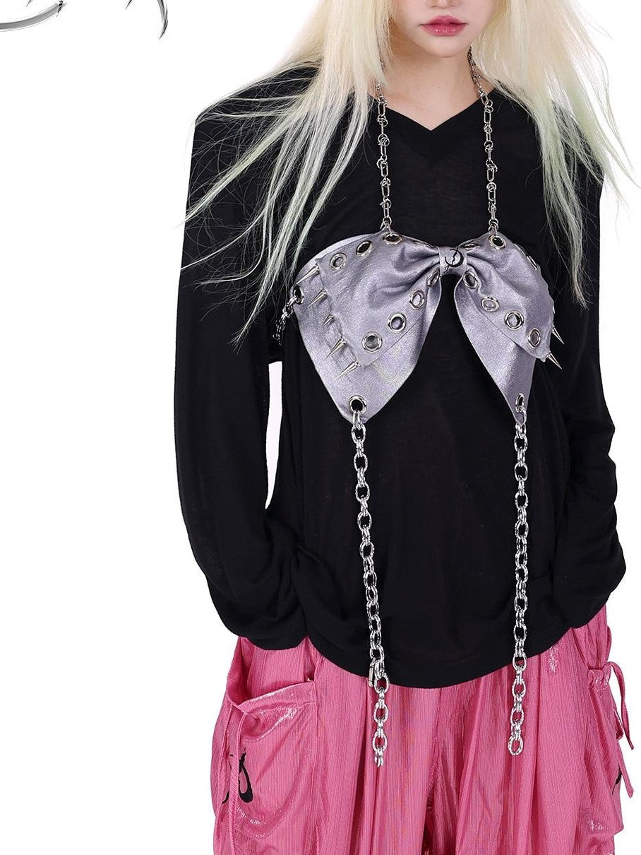 PINKSPINK Butterfly Embroidered Bow Pocket Straight Women's Cotton Cargo Pants