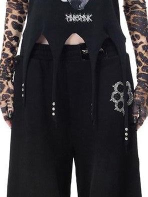 PINKSPINK Cactus Print Studded Asymmetrical Hem Slim Fit Women's Short Sleeve T-shirts
