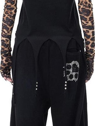PINKSPINK Cactus Print Studded Asymmetrical Hem Slim Fit Women's Short Sleeve T-shirts