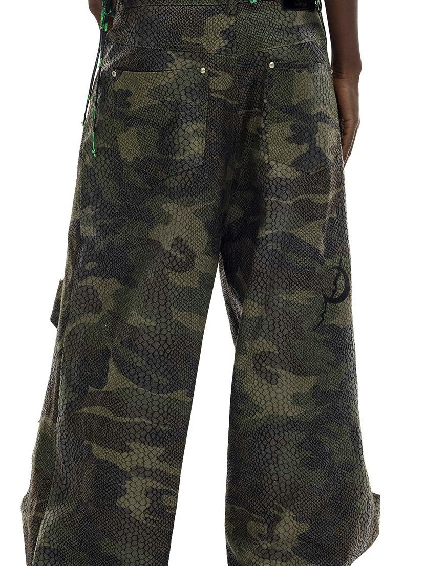 PINKSPINK Camouflage Distressed Coated Low Rise Women's Denim Baggy Jeans