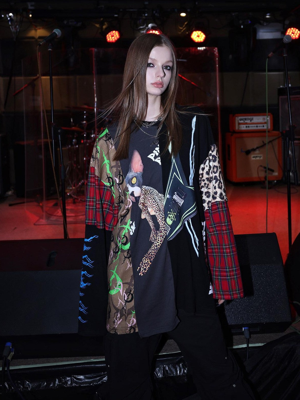 PINKSPINK Camouflage Patchwork Asymmetric Embroidered Sequin Women's Long Sleeve T-shirts