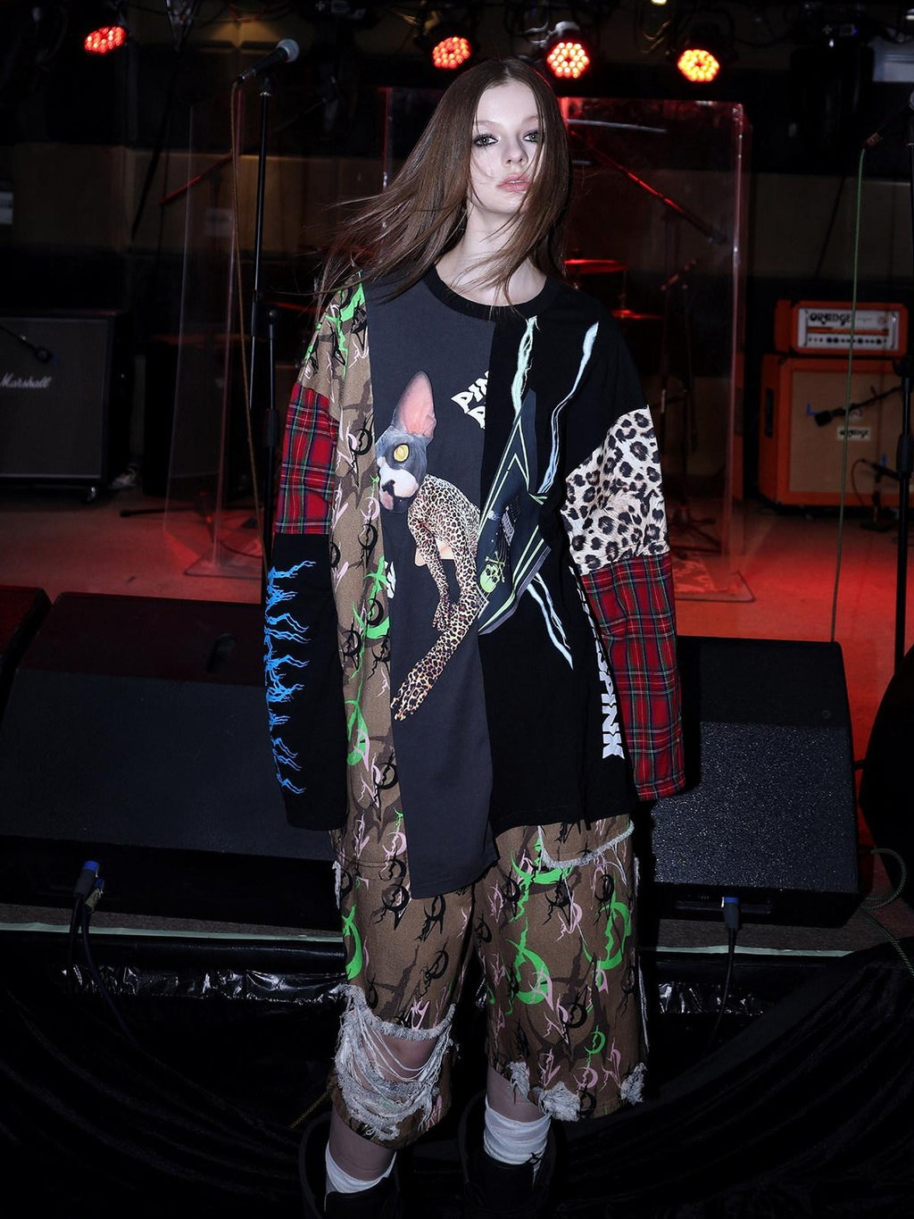PINKSPINK Camouflage Patchwork Asymmetric Embroidered Sequin Women's Long Sleeve T-shirts
